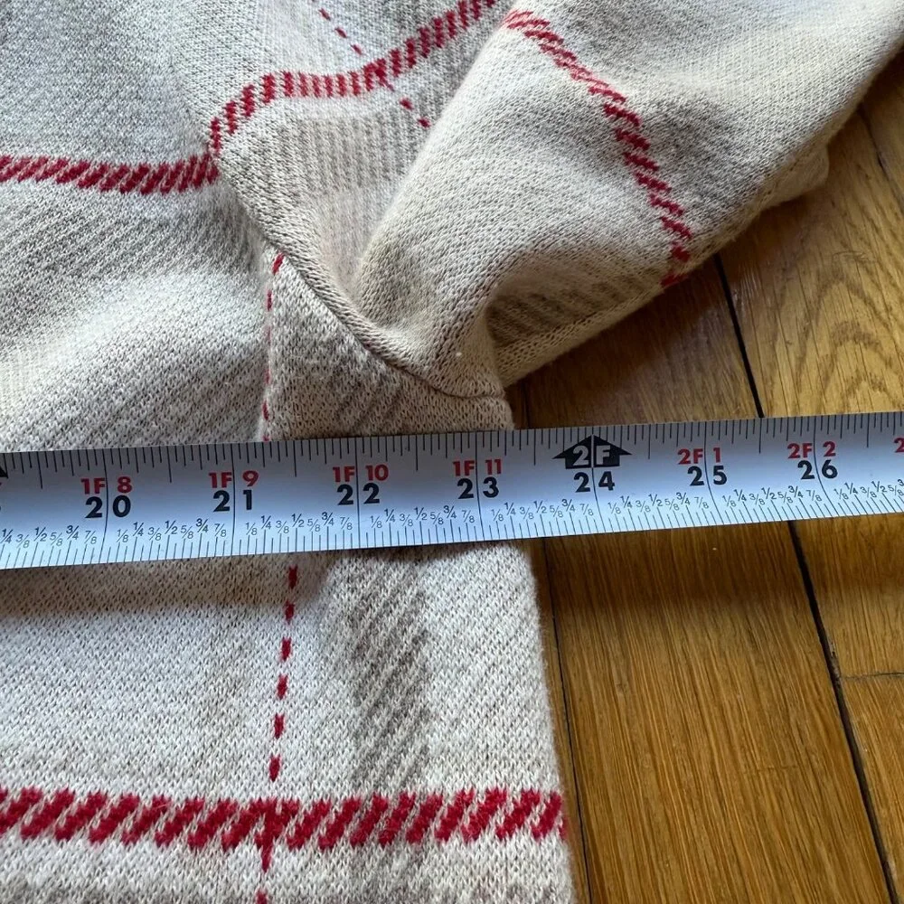 Lands End Size XL Beige & Red Plaid Long Sleeve Shawl Collar Cardigan Sweater - Picture 9 of 16